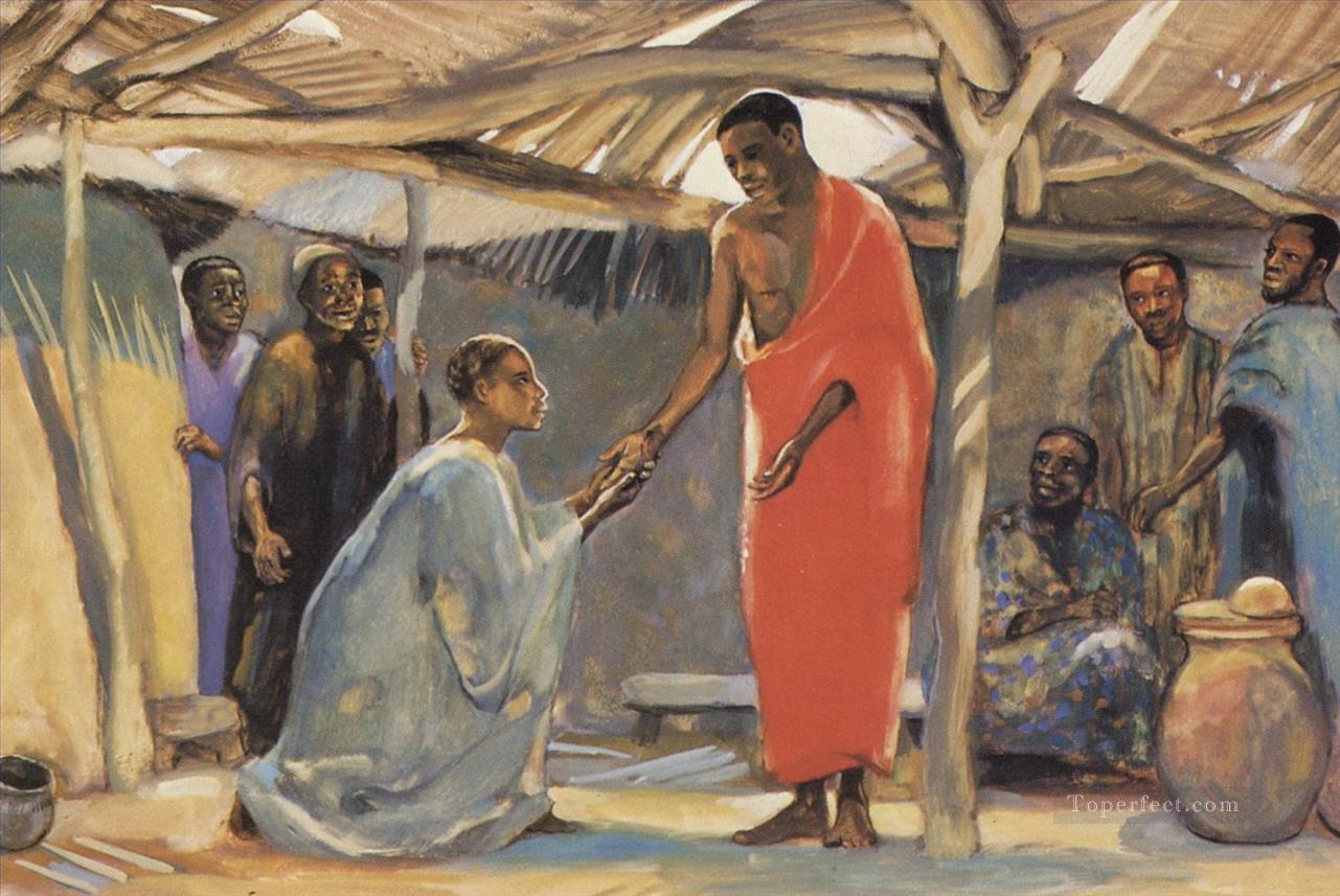Jésus de Noir Religieuse Christianisme Peintures à l'huile